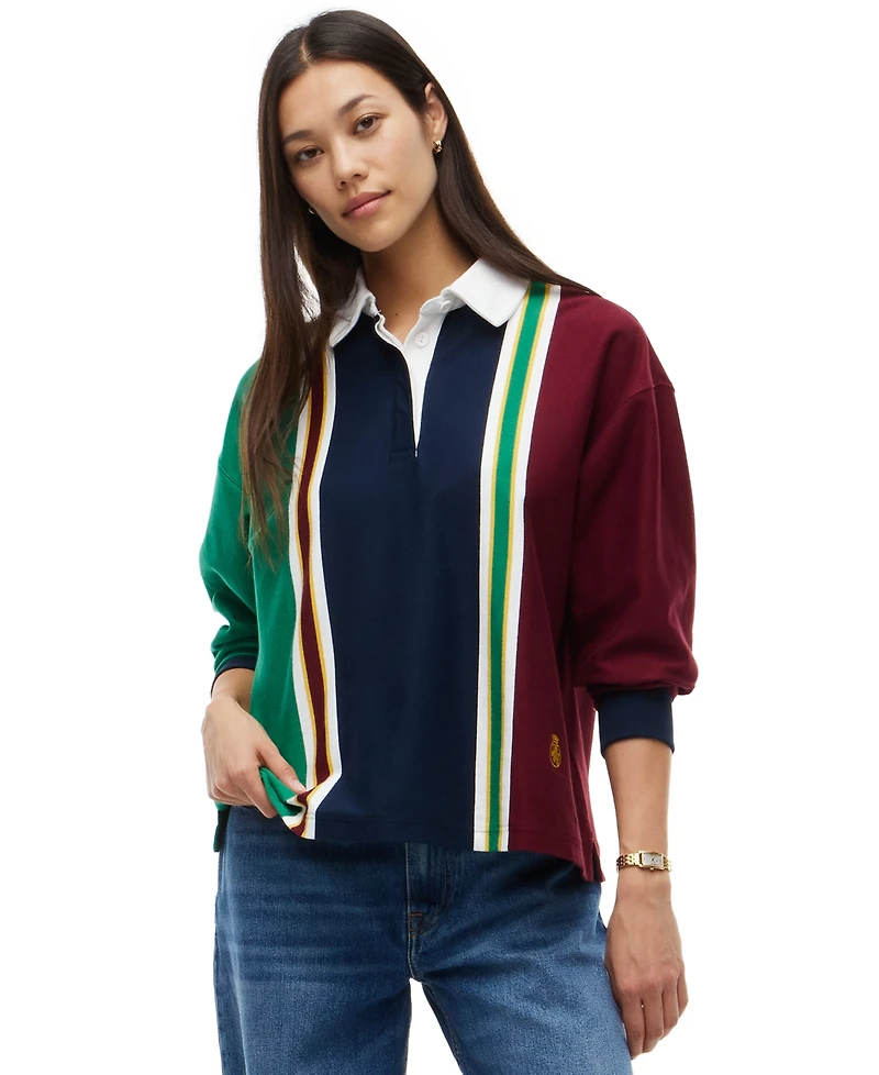Tommy Hilfiger Women's American Icons Rugby Long-Sleeve Striped Polo Sweater