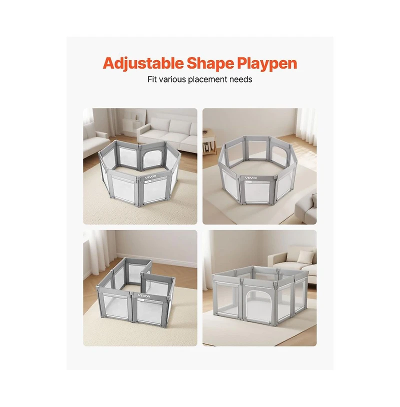 Slickblue Baby Playpen with Soft Mesh Sides, Foldable Toddler Activity Center for Indoor and Outdoor Use