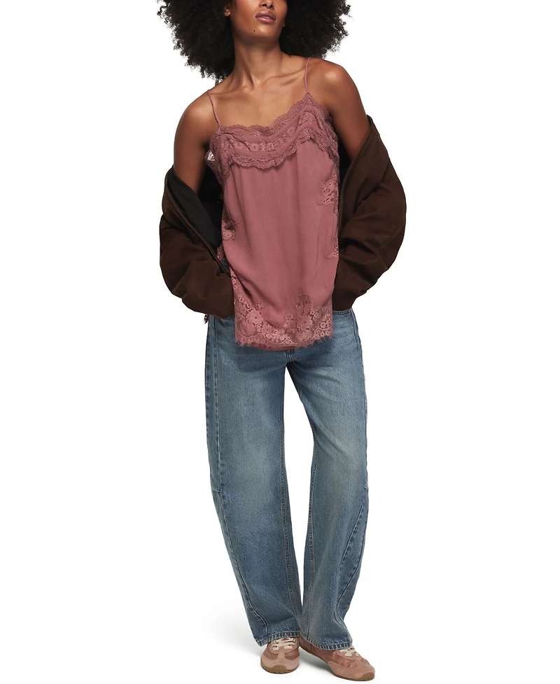 Lucky Brand Women's Lace Trim V-Neck Tunic Tank