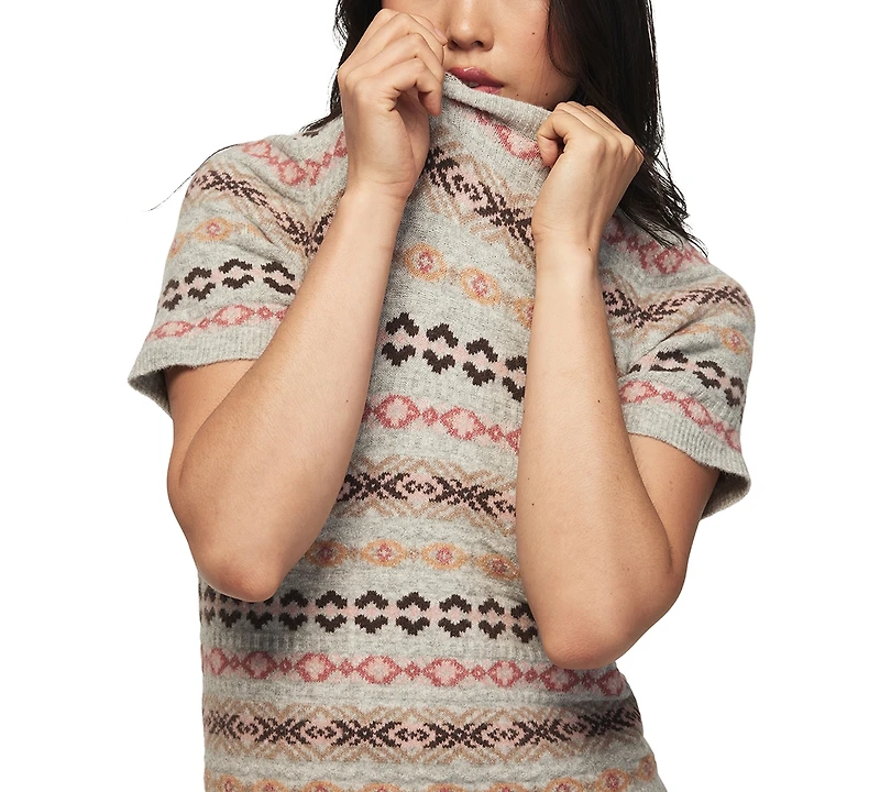 Lucky Brand Women's Fair Isle Crewneck Short-Sleeve Sweater