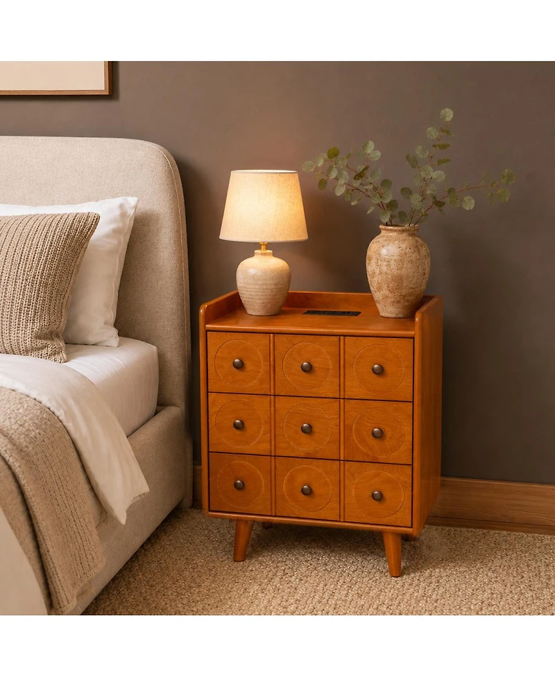Streamdale Furniture 3-Drawer End Table with Charging Station and Usb Ports