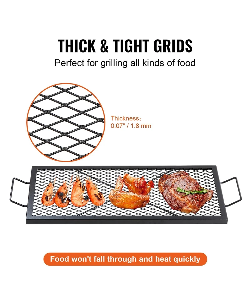 Vevor 32" Rectangle Cooking Grate Fire Pit Grill Grate X-Marks Heavy-Duty Steel