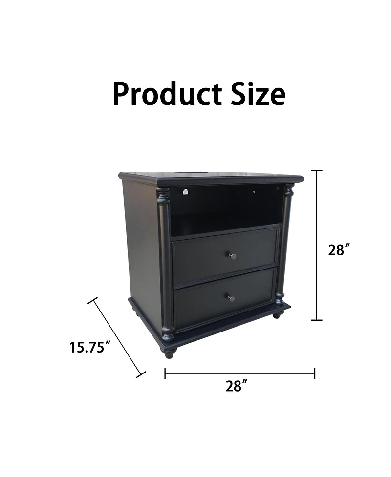 Streamdale Furniture 28" Nightstand with Charging Station and 2 Drawers
