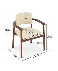 Flynama Set of 2 Pu Foam Dining Chairs, Dark Walnut Rubber Wood Frame 300lbs Weight Capacity