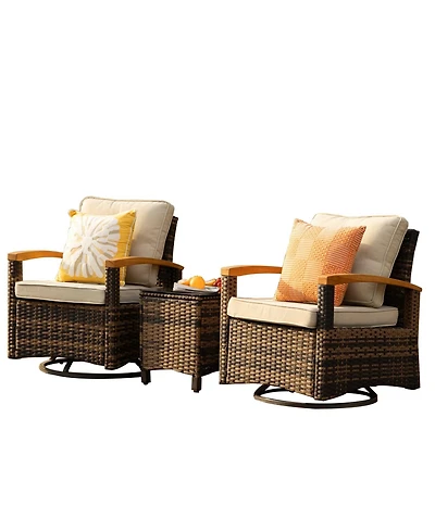Decksplore 3 Piece Outdoor Swivel Rocker Bistro Set Patio Furniture with 360degrees Glide Chairs