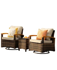 Decksplore 3 Piece Outdoor Swivel Rocker Bistro Set Patio Furniture with 360degrees Glide Chairs