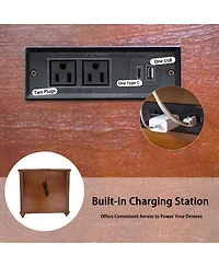 Streamdale Furniture Rustic Nightstand with Charging Station and 2 Drawers