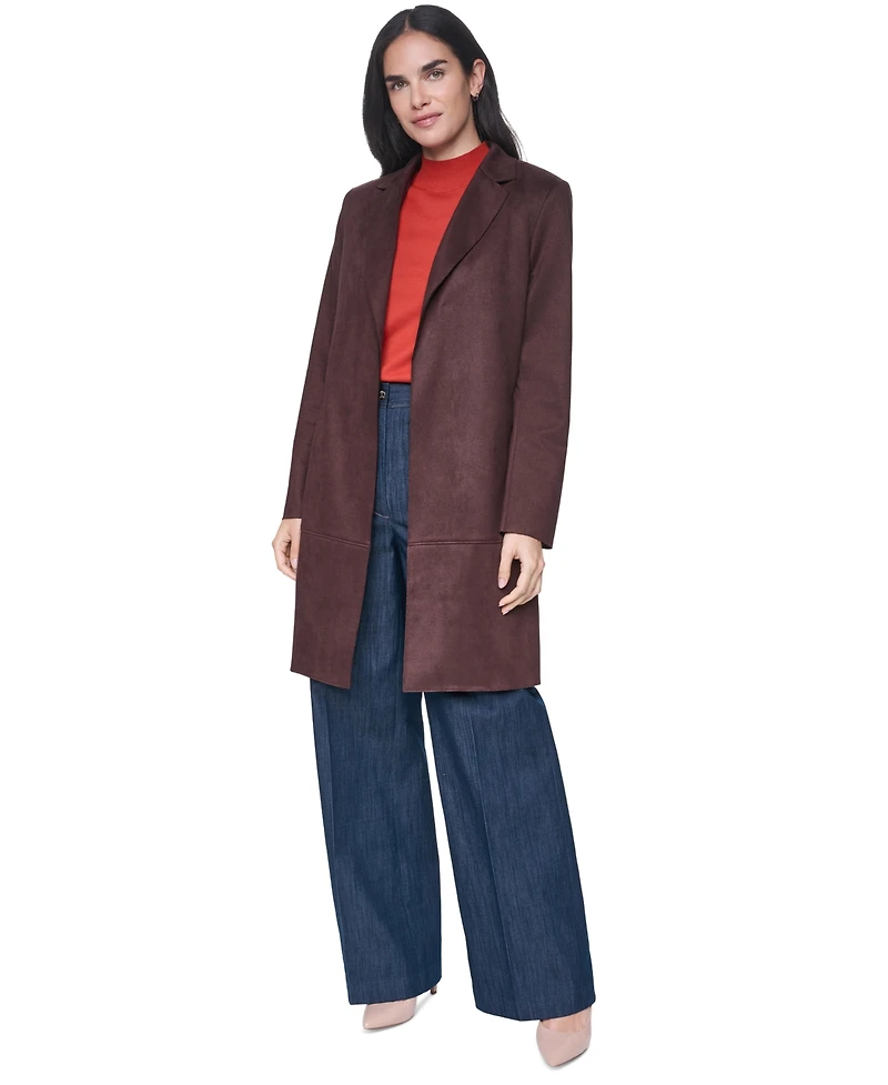 Tommy Hilfiger Women's Scuba Suede Topper Open-Front Faux Jacket