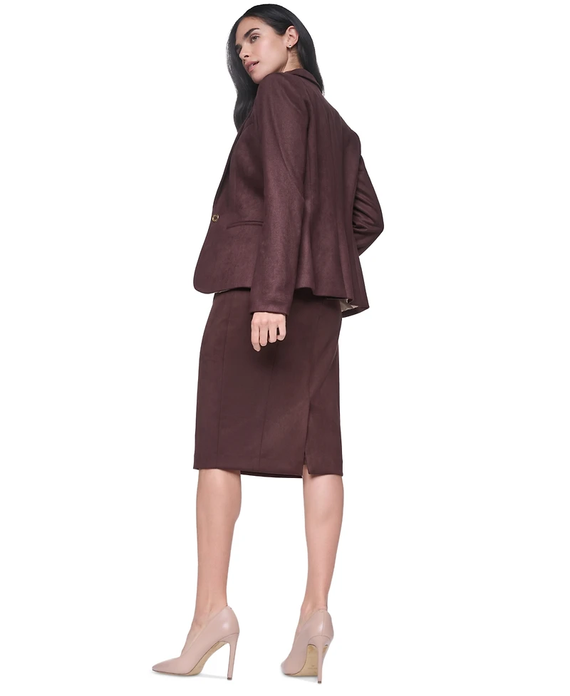 Tommy Hilfiger Women's Short One-Button Faux Suede Blazer
