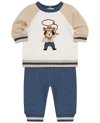 Little Me Baby Boys' Western Pup Active Crewneck Sweatshirt and Pants, 2-Piece Set