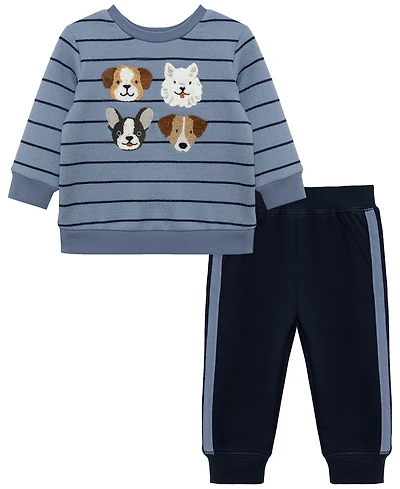 Little Me Baby Boys' Puppy Graphic Sweatshirt and Pants, 2-Piece Set