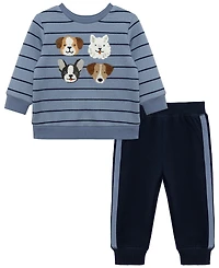 Little Me Baby Boys' Puppy Graphic Sweatshirt and Pants, 2-Piece Set