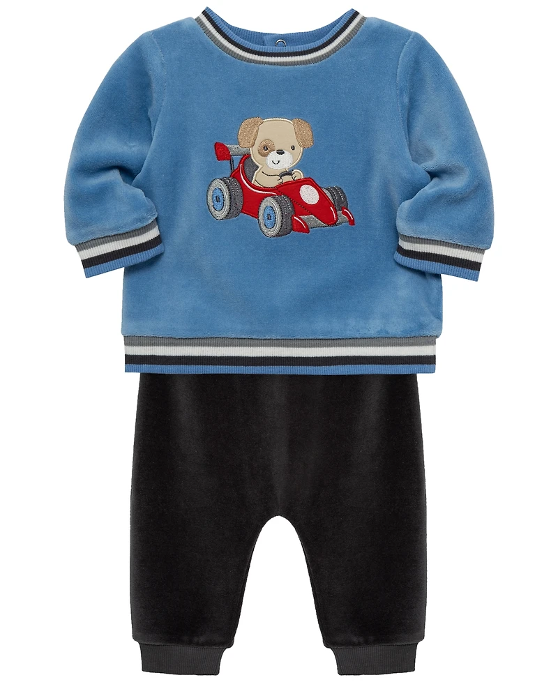 Little Me Baby Boys' Racing Puppy Graphic Sweatshirt and Pants, 2-Piece Set