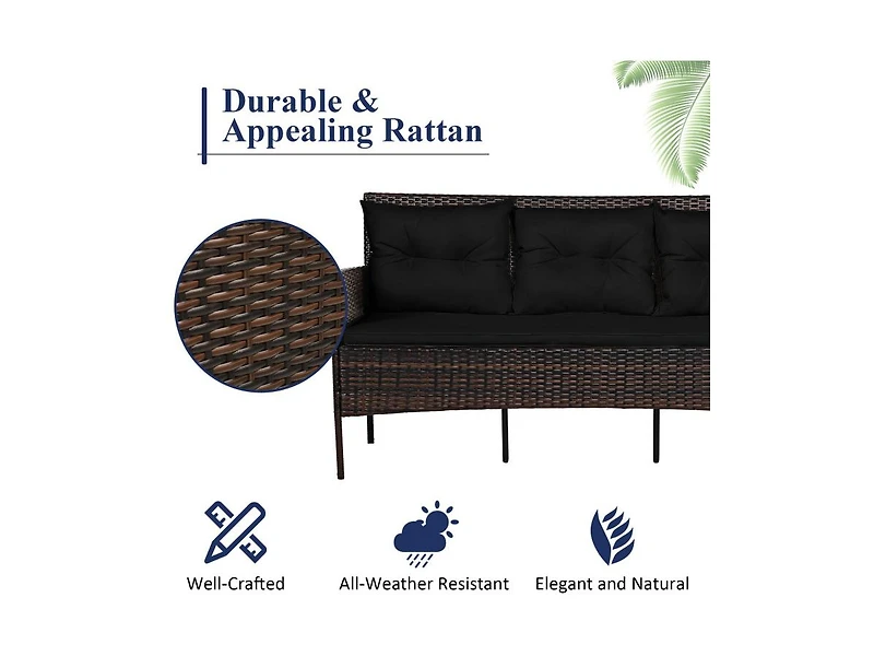 Boyel Living 3 Pieces Patio Furniture Sectional Set with 5 Cozy Cushions