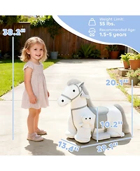 Qaba 6V Battery-Powered Ride-On Horse with Music, 55 Lbs. Capacity, Ages 1.5+