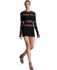 Kenneth Cole Women's Spliced Long-Sleeve Crewneck Bodycon Mini Dress