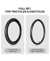 Yescom 20" x 2.4" Heavy-Duty Mountain Tread Tires and Tubes, 3-Piece Set, Ages 14+