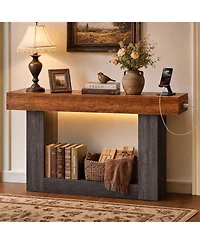 gaomon Console Table with Outlets and Led Lights