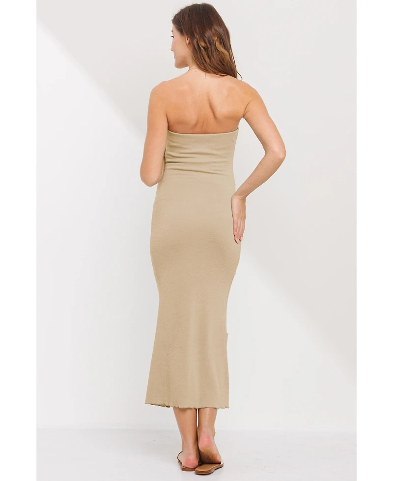 Hello Miz Maternity Strapless Ribbed Bodycon Midi Dress