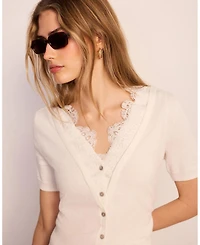 Mint Velvet Women's Cotton Lace Trim Top