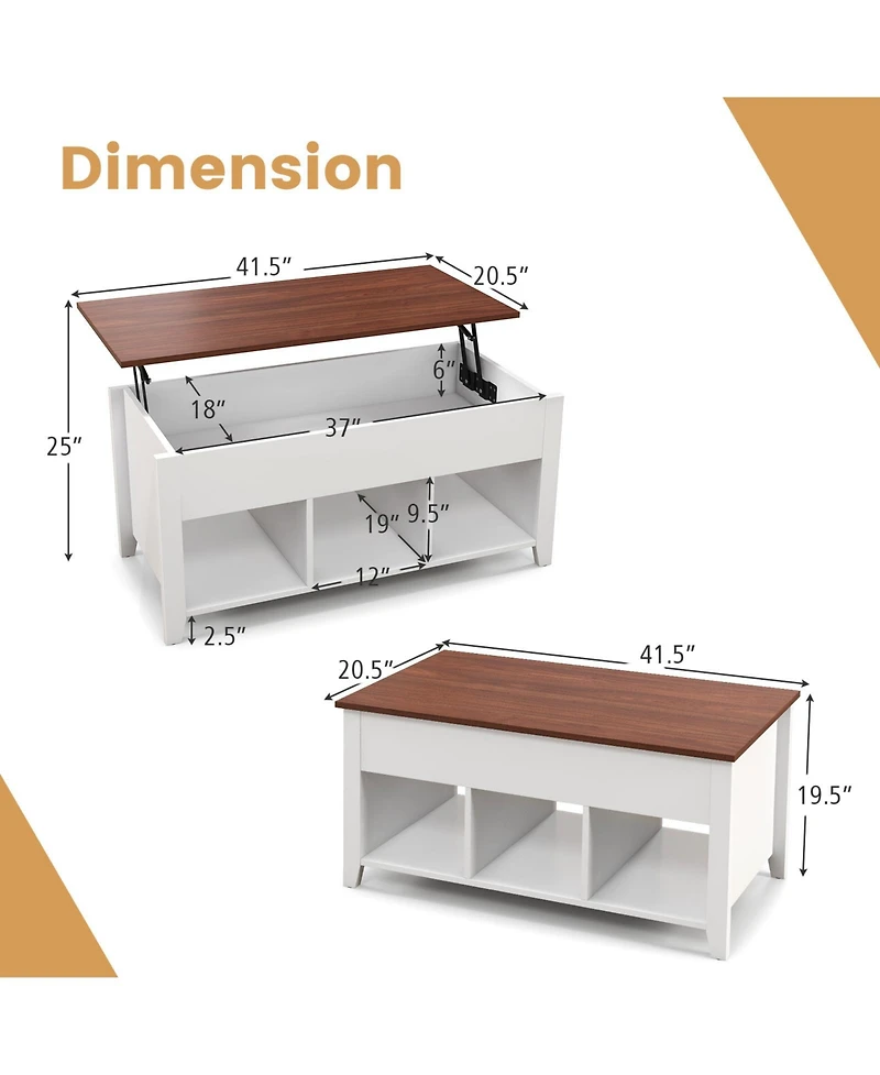 Gouun Lift Top Coffee Table with Hidden Storage Compartment