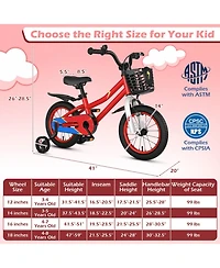 Hongge 14-Inch Kids Bike with Training Wheels Helmet and Protective Gear Set Ages 3-5
