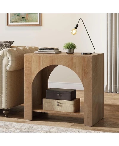 Tribesigns Farmhouse End Table with Pedestal Base
