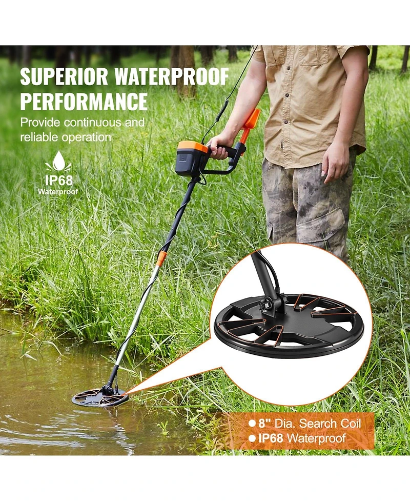 Hongge 8 Inch Waterproof Search Coil Metal Detector with Lcd Display