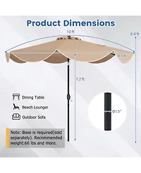 Gouun 10 feet Scalloped Solar Patio Umbrella with 24 Led Lights and Tilt