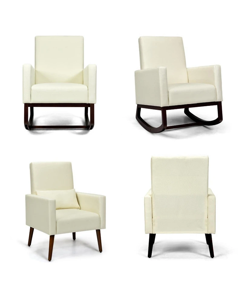Gouun 2-in-1 Convertible Rocking and Stationary Upholstered Armchair