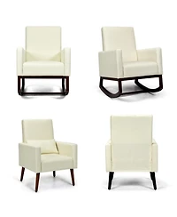 Gouun 2-in-1 Convertible Rocking and Stationary Upholstered Armchair