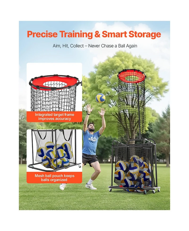 Hongge Height Adjustable Volleyball Setter Training Net with Cart