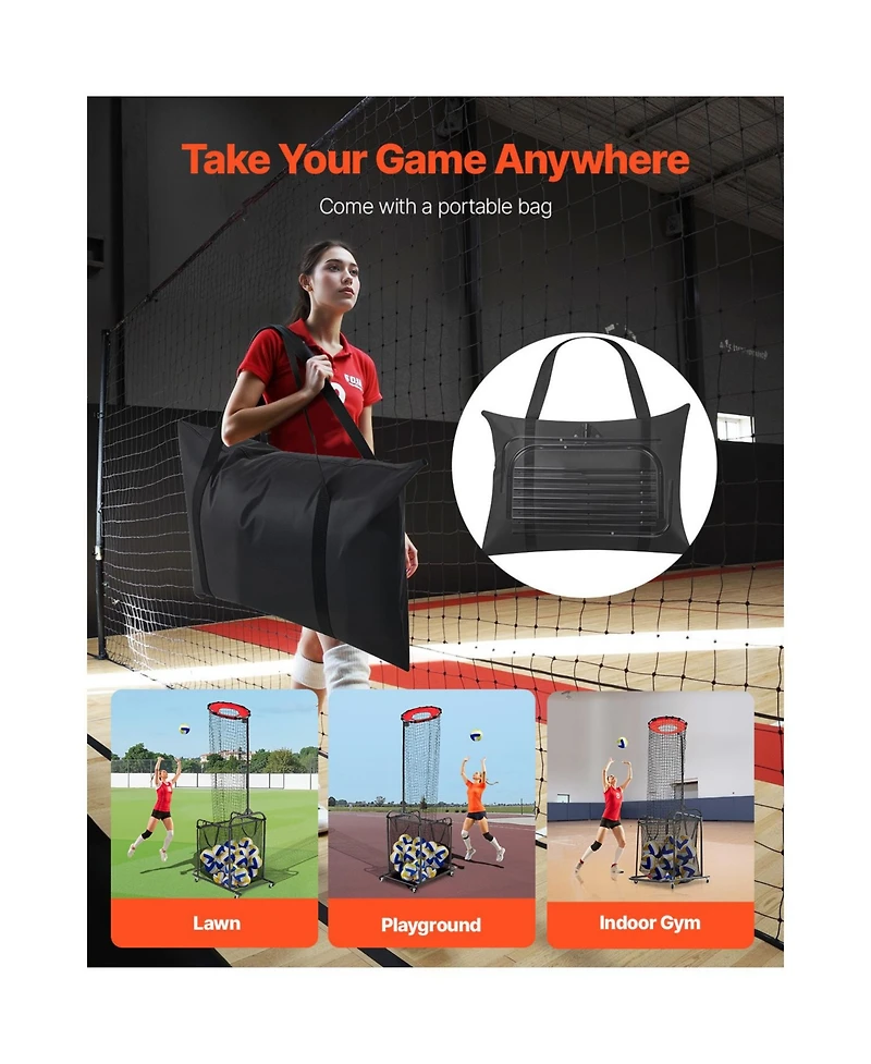 Hongge Height Adjustable Volleyball Setter Training Net with Cart
