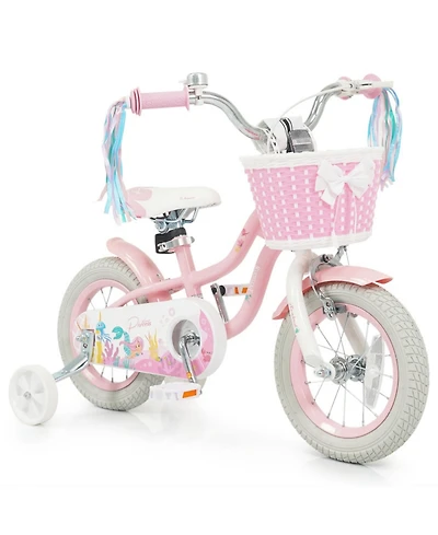 Hongge 12-Inch Girls Bike with Training Wheels and Mermaid Design, Ages 3-4