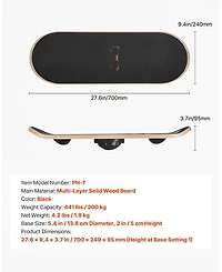 Hongge Adjustable Wobble Balance Board 28 in Wooden Trainer with 3-Level Base for Core Workouts and Standing Desks
