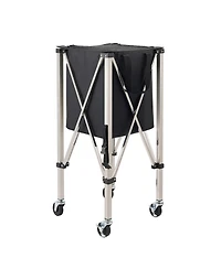 Hongge Stainless Steel Tennis Ball Hopper Cart Holding 200 Balls with Locking Swivel Wheels and Storage Bag
