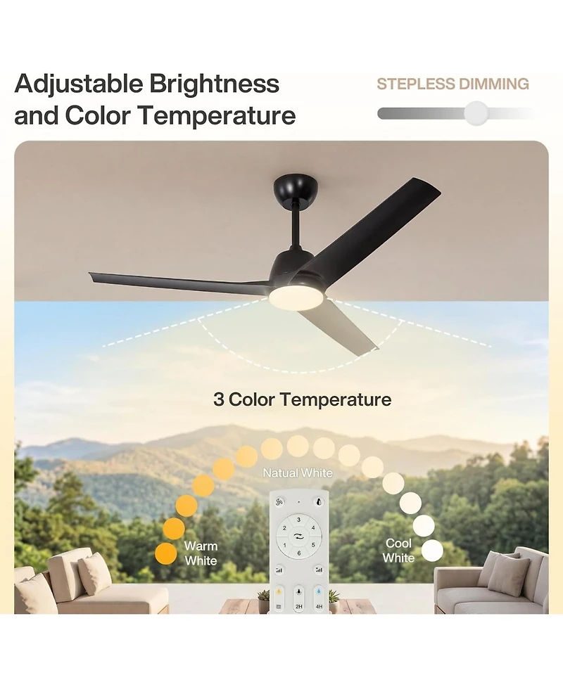 Tribesigns 52" Outdoor Ceiling Fans with Lights and Remote