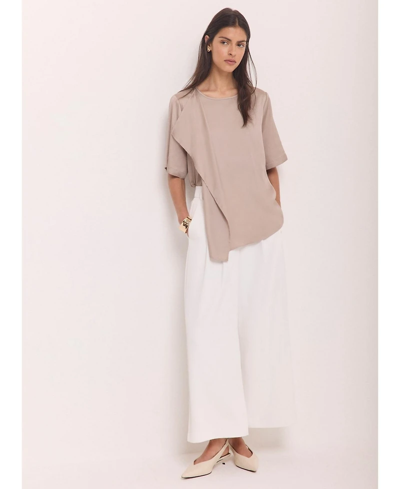 Mint Velvet Women's Satin Ruffle-Front Button-Back Top