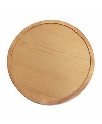Flynama Round Solid Wood End Table Oak Veneer Pedestal Side Table