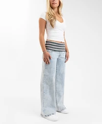 Em & Cass Juniors' Pull-On Low-Rise Wide-Leg Denim