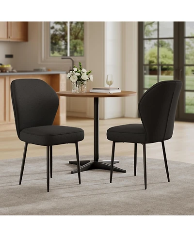 homfan Dining Chairs Set of 2 Pu Leather Upholstered Fabric Modern Kitchen Side with Sturdy Metal Legs for Room Living Apartment