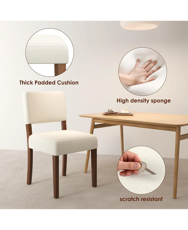 homfan Dining Chairs Set of Upholstered Fabric Armless Kitchen Side with Walnut Wood Legs Padded Seat and Back for Room Living