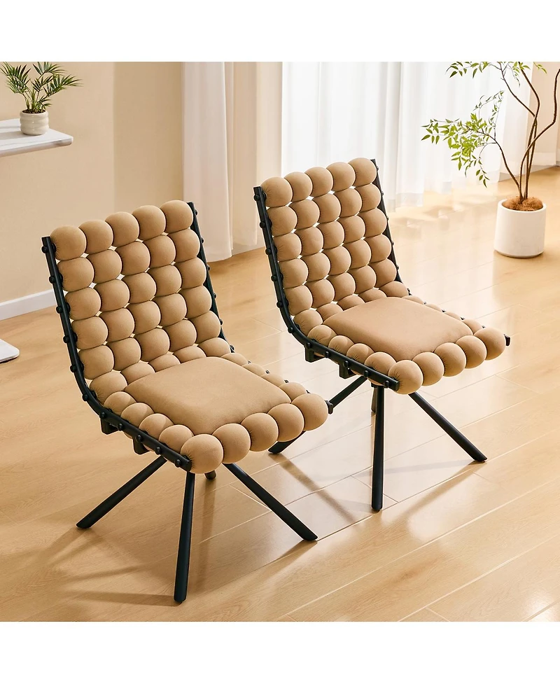 Streamdale Furniture Set of 2 Velvet Bubble Dining Chairs with Legs