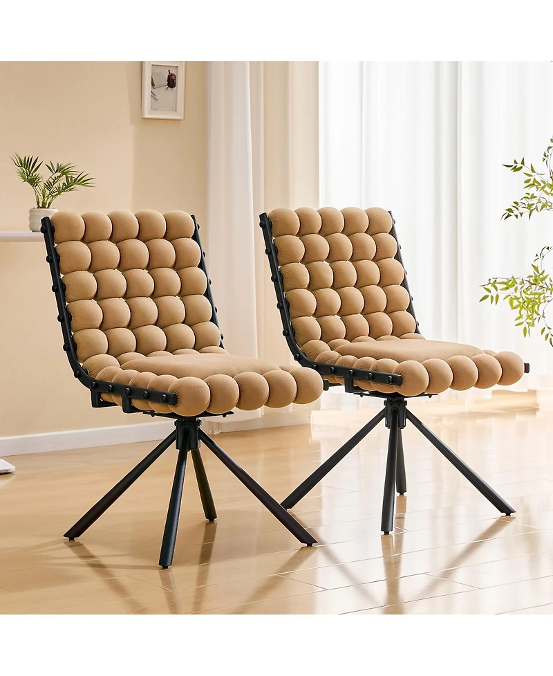Streamdale Furniture Set of 2 Velvet Bubble Dining Chairs with Legs