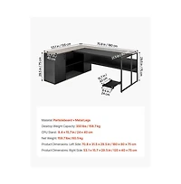 Slickblue Modern L-Shaped Office Desk with Cpu Stand, Storage Cabinet and Spacious Work Surface
