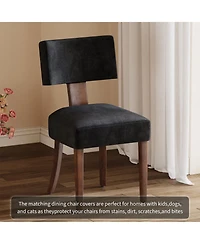 homfan Mid-Century Modern Dining Chairs Set of 2 Upholstered Style Inspired Chenille, Curved Backrest, Hardwood Frame, Farmhouse Accent