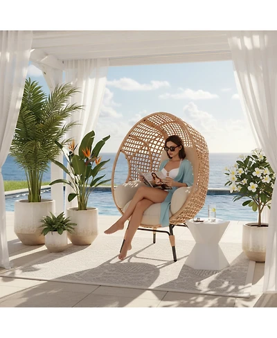 Streamdale Furniture Elegant Arc Back Hanging Egg Chair with 8-Inch Cushion
