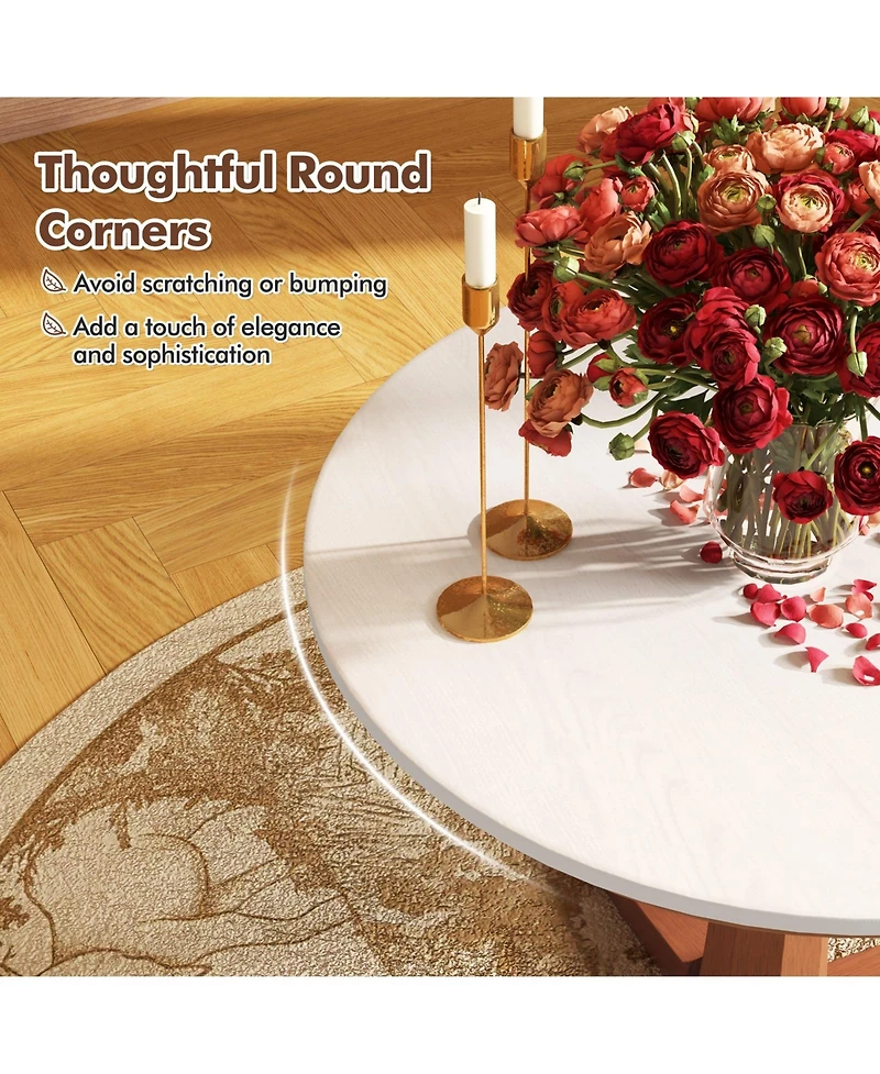 Mecale 35-Inch Round Wooden Dining Table with Pedestal Base