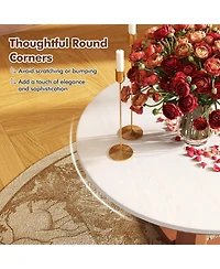 Mecale 35-Inch Round Wooden Dining Table with Pedestal Base