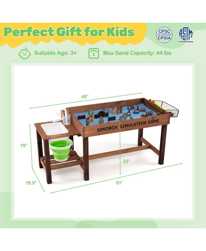 Sugift Toddler Sensory Table with Pump-Powered Water Play, 33 Sand Toys, Ages 3+
